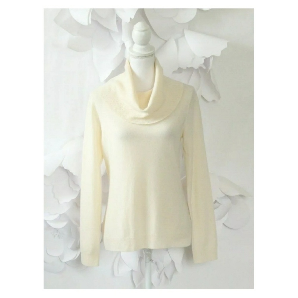 PRIVE Cashmere Cowl Sweater Pullover M Cream